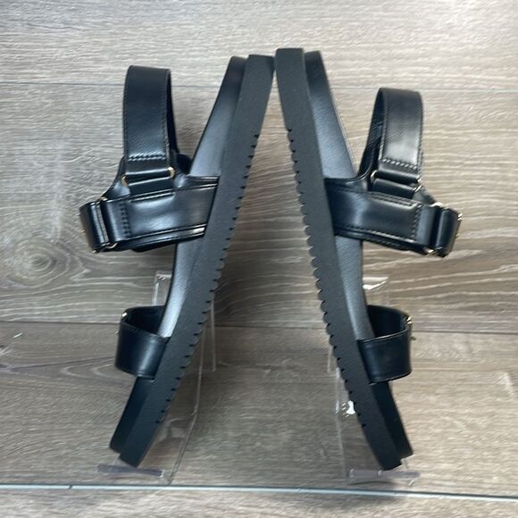 Steve Madden NYC Women’s Sz 9 Double Buckle Black Hook & Loop Slingback Sandals - Picture 9 of 11